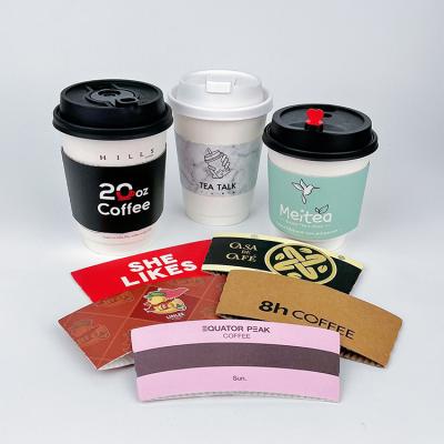 China Factory Sale Disposable Logo Hot Coffee Cups Boba Custom Tea Cup Wrapping Paper Sleeve for sale