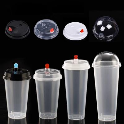 China Non Spill Leakprood Disposable Plug 90mm 95mm Diameter Clear Cup Lid Plastic Plug PP/PS Lids For Coffee Milk Tea for sale