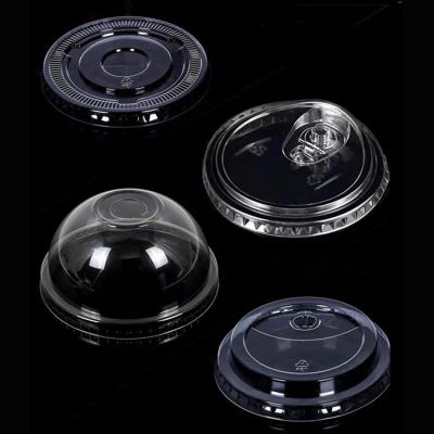 China No Puddle Wholesale Clear U Shape PET Plastic Bubble Tea With Panda Lids Sealing Lids Dome Cover Flat Lids for sale