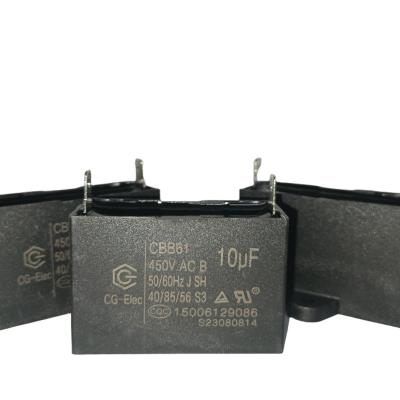 China CBB61 450V 10mfd Air Conditioner Fan Capacitor  two qucik-connect teriminals S3 SH B-class for sale