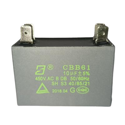 China CBB61 450V 10UF Air Conditioner Capacitor B-Class Straight Lug S3 50 / 60HZ for sale