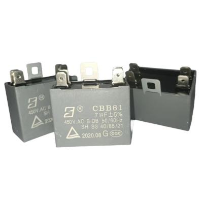 China Ac Motor Start Capacitor CBB61 450V 7.0UF Four Quick-Connect Teriminals Straight Lug for sale