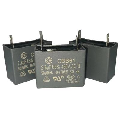 China CBB61 450V 2.8UF Air Conditioner Fan Capacitor RoHS Start Run Capacitor SH 10000 hours for sale