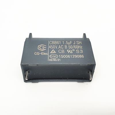 China CBB61 450V 1.5UF film capacitor motor run capacitor Protected 10000AFC S3 for sale