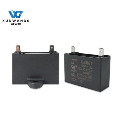 China CBB61 Fan Capacitor 187 Terminal Motor Run Capacitor 450V 4.0UF Self Healing for sale