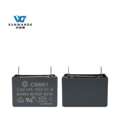 China CBB61 Central Air Conditioner Fan Capacitor 450V 2.2UF 187 Terminal Self Healing 10000 Hours for sale