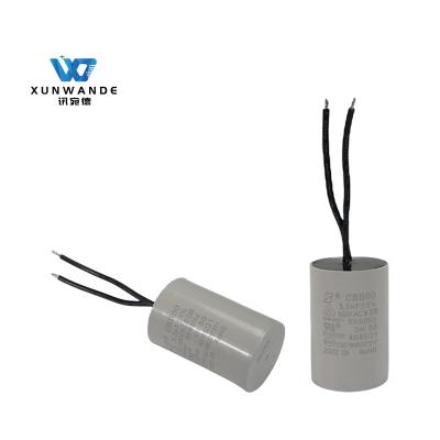 China Air Conditioner Fan Capacitor CBB60 450V 3.5UF Grey Plastic Shell 50 / 60HZ RoHS for sale