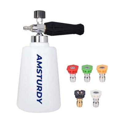 China AMSTURDY FC02N Car Wash Station Soap Dispenser Quick Release Snow Foam Cannon Snow Foam Lance with 5 Nozzle Tips for sale