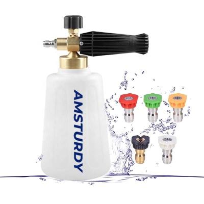 China Original AMSTURDY FCK02T Car Wash Wide Neck Car Wash Heavy Duty Hi Pressure Snow Foam Cannon With 5 Nozzle Tips for sale