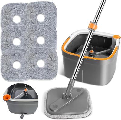 China Sustainable Sobam 360 Hand Free Microfiber Spining Mop Dirty Clean Water separated Spining Mop And Bucket Set for sale