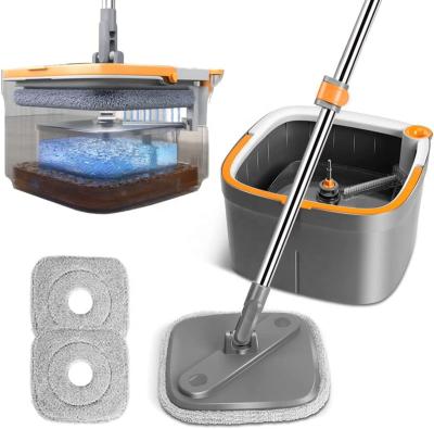 China Sustainable Sobam Odm Oem Clean And Dirty Separation Bucket Mop 360 Spin Microfiber Triangle Floor Cleaning Flat Mop Set for sale