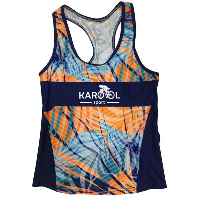 China Breathable Woman Customized Triathlon Vest Sublimation Printing Coolmax Triathlon Recycling Singlets for sale