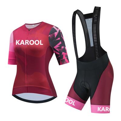 China Custom Antibacterial Bicycle Shirts Bib Shorts Set Woman Cycling Jersey Kit Cycling Clothing Suit Mtb Sports Bike Clothes Uniform for sale