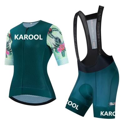 China Antibacterial Custom Women Cycling Tank Top And Bib Shorts Set Wholesale Cycling Uniforms Quick-drying Cycling Shirt for sale