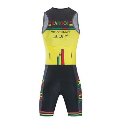 China Breathable Yellow Lightweight Sublimation Triathlon Suit Sleeveless Custom Bike for sale