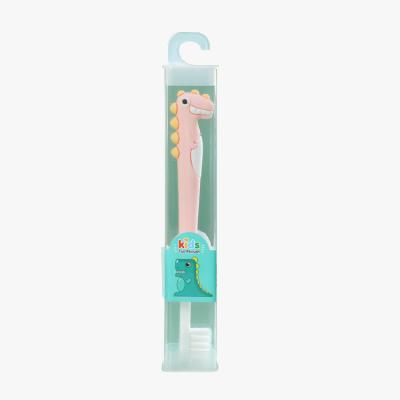 China Travel Manual eco friendly travel portable cartoon little dinosaur logo kid toothbrush for children for sale