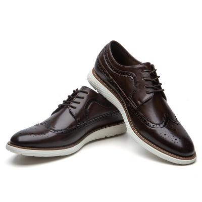 China Breathable Men's Casual Plain Toe Oxford Leather Lace Up With Lightweight Sole Business Shoes for sale