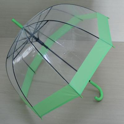 China Dome Shape Minimalist Transparent POE Auto Open Umbrella Add Color Border Umbrella for sale