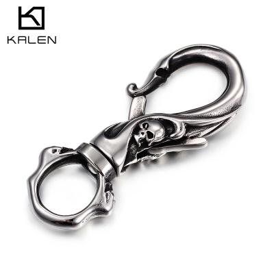 China Fashion KALEN Shiny Silver 316 Stainless Steel Skeleton Men's Key Chain for sale