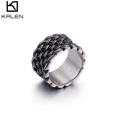 China Vintage KALEN Fashion Biker Ring Silver Anillos Acero Inoxidable Stainless Steel Ring For Men for sale