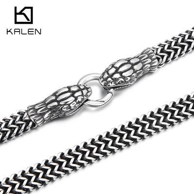 China High Quality Kalen Domineering Snake Key Lock Necklaces Braided Chain Mens Stainless Steel Jewelry High Quality Statement Necklace for sale