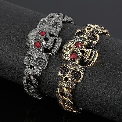 China Skull Coated Men's Retro Hiphop KALEN Hiphop Rhinestone Bracelet Jewelry 316 Stainless Steel Bracelets Bangles for sale