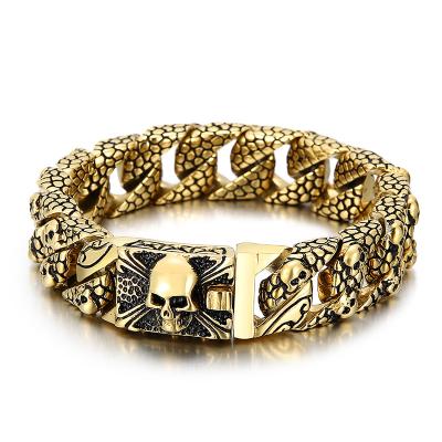 China KALEN Hiphop Fashion Punk Vacuum Plating Black Hoof Skull Mount Bracelet Men Stainless Steel Jewelry Bangles Bangles for sale