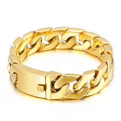 China FASHIONABLE KALEN Charm Stainless Steel Fashion Gold Plated Shiny Masculine Bracelet for sale