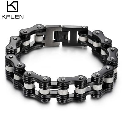 China KALEN Popular Men's Stainless Steel Bike Bicycle Biker Chain FASHIONABLE Shiny Black Link Charm for sale