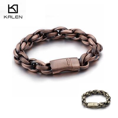 China Hiphop KALEN 220mm Long Stainless Steel Magnet Clasp Charm Bracelets Men for sale