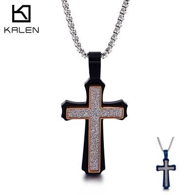 China KALEN Jesus Hiphop Cross Pendant Stainless Steel Religious Necklace Men Jewelry for sale