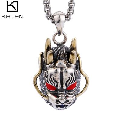 China FASHIONABLE KALEN Shape Retro 925 Sterling Silver Pendant Dragon Shape Lotus Pattern Pattern For Men for sale