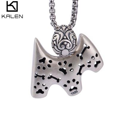 China No KALEN Fashions 925 Sterling Silver Pendant Dog Footprints Retro Pattern For Men for sale