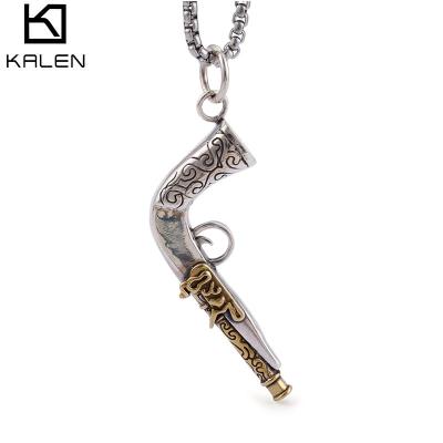 China FASHIONABLE KALEN Fashion 925 Sterling Silver Pendant Double Barrel Retro Shotgun Pendant For Men for sale