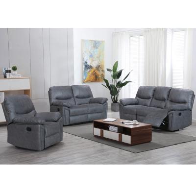 China ENVIRONMENTAL PROTECTION PU Waterproof Factory Supplied Seaters 5 Recliners Luxury Leather Fabric Living Room Sofa Sets for sale