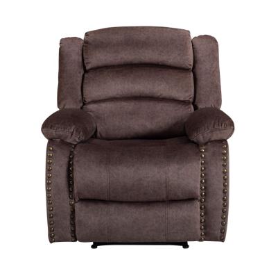 China Brass Massage Velvet Fabric Nail Recliner Chair For Bedroom Brown Living Room Sofa Set American Style Reclining Modern Contemporary for sale