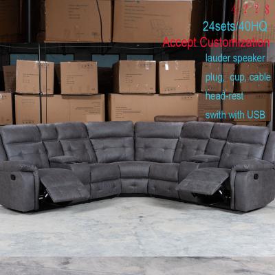 China Lying elegant fabric Cleopatra l armchair recliner sofa CT wood frame corner sectional 5 seater production for sale