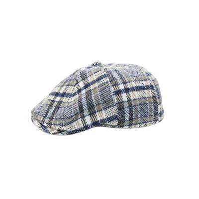 China Checked Wholesale High Quality Stylish British Style Distressed Newsboy Custom Hats Plaid Vintage Fashion Mens Hat Custom Plaid for sale