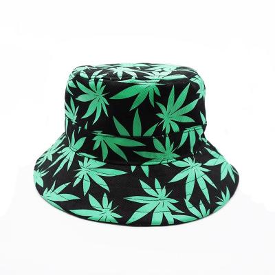 China Daily Wide Leaf Plant Green Bucket Brim Summer Outdoor Hats Rising Fishing Picnic Hat for sale