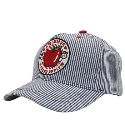 China Checked Kids Striped Applique Baseball Cap Adjustable Casual Fashion Striped Hats for sale