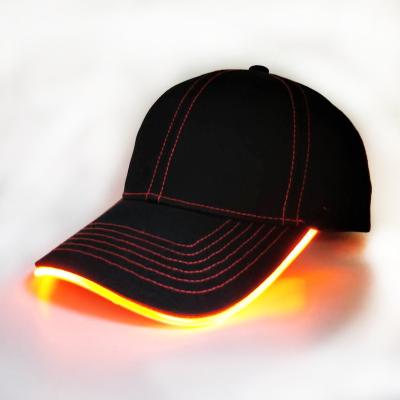 China COMMON Cotton Soft Baseball Hats With Flashing Light /6-Panel Curve Sun Visor Concert Led Sport Caps Hats for sale