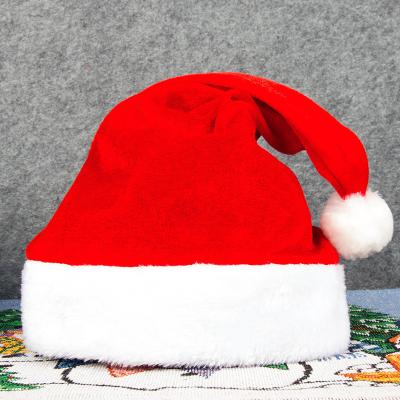 China Wholesale Christmas Gift 2021 New Christmas Plush Brim Santa Hat Kids Popular Adult Red Canary Santa Hat Christmas Spot for sale