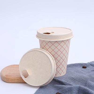 China Logo Printed Natural Color Disposable Biodegradable Custom PLA Coated Hot Drink Single Wall Paper Cup With Paper Lid for sale