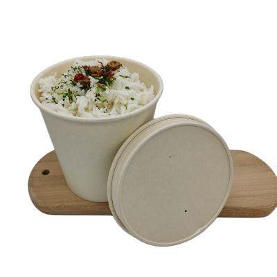 China Biodegradable Custom Printed Disposable Take Away Hot Soup Bowls Kraft Paper Soup Cup With Paper Lid for sale