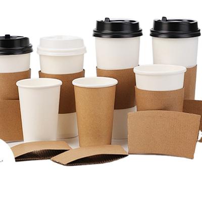 China Biodegradable Custom Printed Paper Cup With Cover And Sleeve for sale