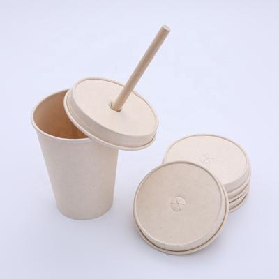 China Biodegradable Biodegradable Disposable Paper Coffee Cups with Lids and Paper Straws for Beverage Hot or Cold Drinks for sale