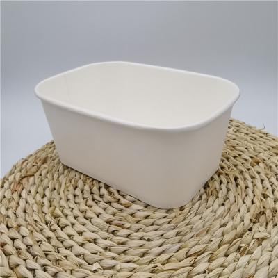 China New Style Biodegradable Rectangle Shape Kraft Paper Eco-friendly Bowls Take Out Fast Food Packaging Containers Salad Fruit Store for sale