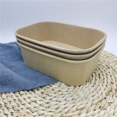 China New Style Biodegradable Kraft Paper Bowls Food Packaging Containers Salad Fruit Store Rectangle Shape for sale