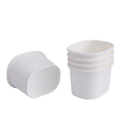 China Hot Selling White Biodegradable Square Ice Cream Paper Cups Container for sale