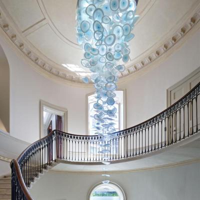 China Custom Modern Villa Staircase Long Glass Stairs Chandelier for sale